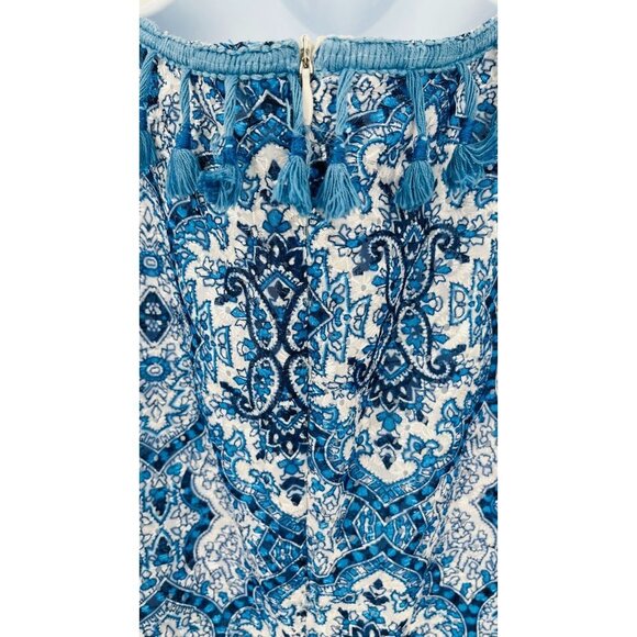 JADE Melody Tam Sleeveless Dress Blue White Paisley Size Small Lined - Picture 9 of 13